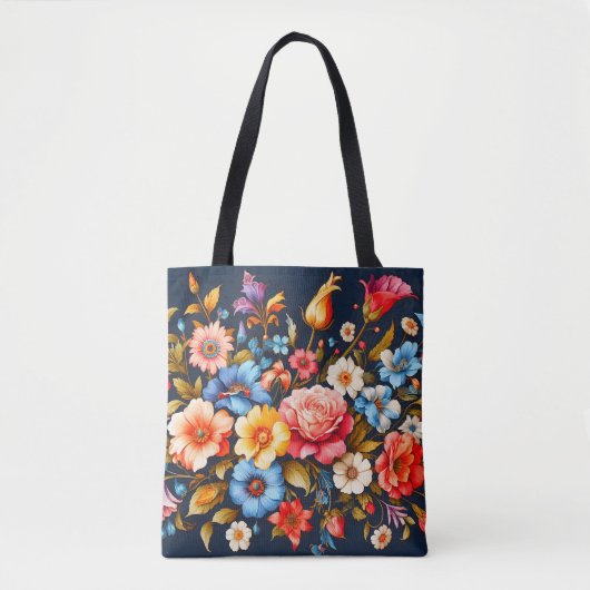 Schattige kleurrijk Abstract bloemontwerp Tote Bag (Voorkant)