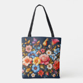 Schattige kleurrijk Abstract bloemontwerp Tote Bag (Achterkant)