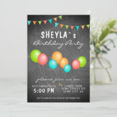 Schattige kleurrijk ballonkrijtbord verjaardagsfee kaart (Staand voorkant)