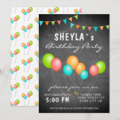 Schattige kleurrijk ballonkrijtbord verjaardagsfee kaart (Voorkant / Achterkant)