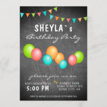 Schattige kleurrijk ballonkrijtbord verjaardagsfee