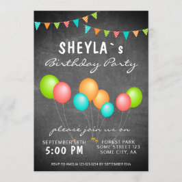 Schattige kleurrijk ballonkrijtbord verjaardagsfee kaart