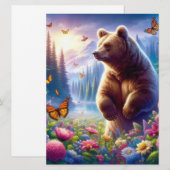 Schattige, kleurrijk beer & vlinders feestdagenkaart (Voorkant / Achterkant)
