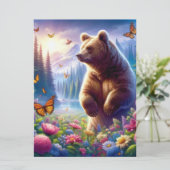 Schattige, kleurrijk beer & vlinders feestdagenkaart (Staand voorkant)