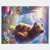 Schattige, kleurrijk beer & vlinders fleece deken (Voorkant (Horizontaal))