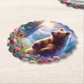 Schattige, kleurrijk beer & vlinders kartonnen onderzetters (Gekanteld)