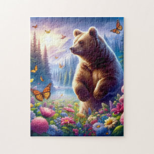 Schattige, kleurrijk beer & vlinders legpuzzel