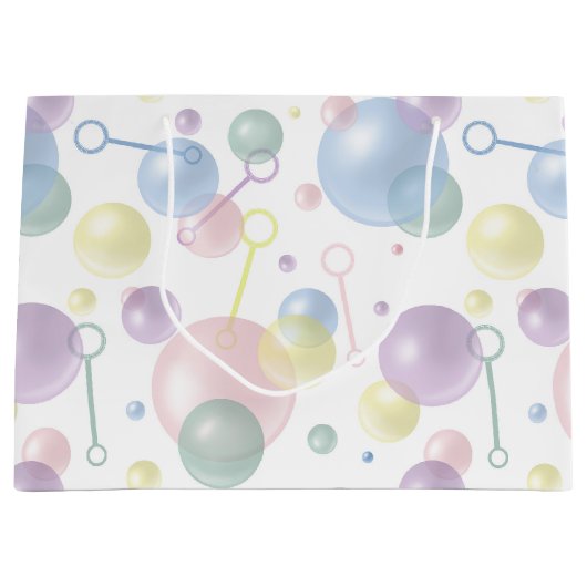 Schattige kleurrijk bellenpatroon groot cadeauzakje (Voorkant)