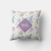 Schattige kleurrijk bellenpatroon monogrammed kussen (Achterkant)