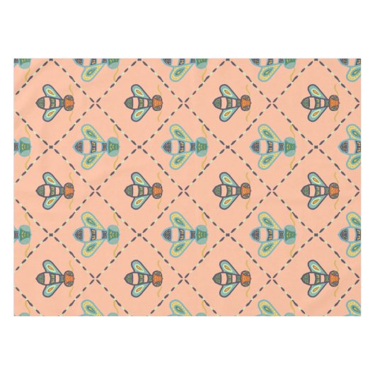 Schattige kleurrijk bijenpatroon tafelkleed (Voorkant (Horizontaal))