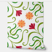 Schattige Kleurrijk Bloemen Folk Art Damask Patter Behang (Afrollen)