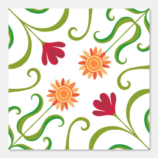 Schattige Kleurrijk Bloemen Folk Art Damask Patter Behang (Voorkant)