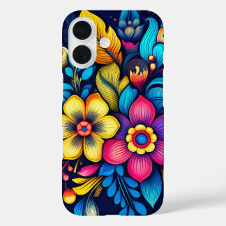 Schattige kleurrijk bloemontwerp iPhone 16 hoesje