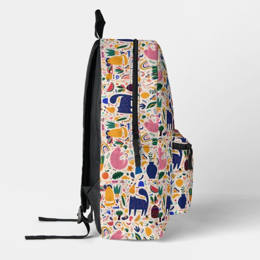 Schattige Kleurrijk Boho Desert Cats Monogram Bedrukte Rugzak (Links)