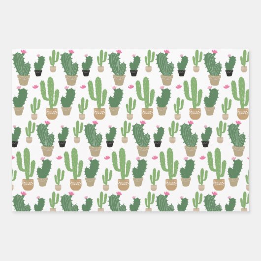 Schattige Kleurrijk Cactus Pattern Inpakpapier Vel (Voorkant 2)