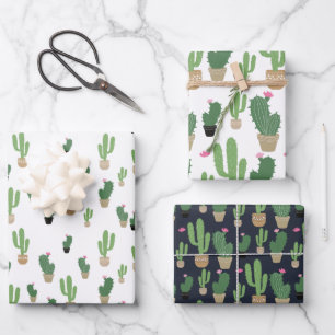 Schattige Kleurrijk Cactus Pattern Inpakpapier Vel