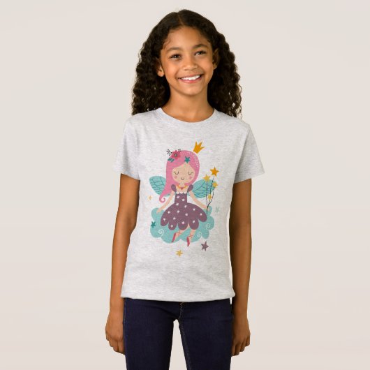 Schattige, kleurrijk cartoon fee twee girly ontwer t-shirt (Voorkant volledig)