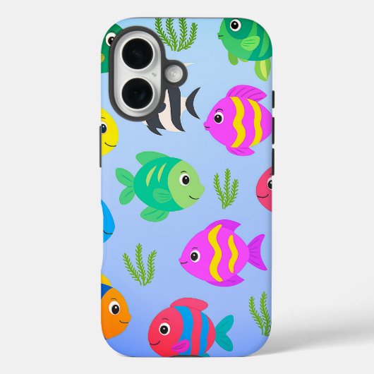 Schattige kleurrijk Cartoon vispatroon | Kinder Oc Case-Mate iPhone Case (Achterkant)