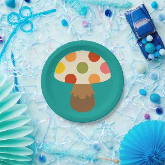 Schattige kleurrijk champignons papier bord (Feest)