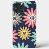 Schattige Kleurrijk Daisy Bloemenpatroon op Navy Case-Mate iPhone Case (Achterkant)