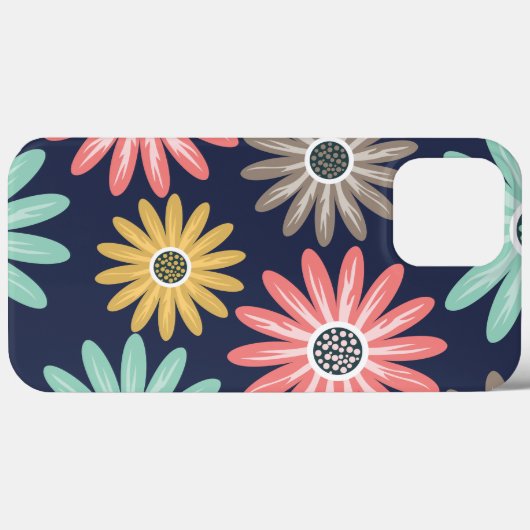 Schattige Kleurrijk Daisy Bloemenpatroon op Navy Case-Mate iPhone Case (Achterkant (horizontaal))