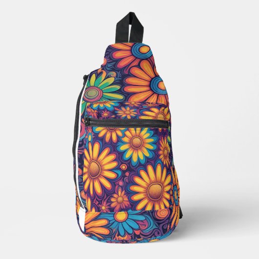 Schattige kleurrijk Daisy Flower psychedelisch pat Sling Bag (Voorkant)