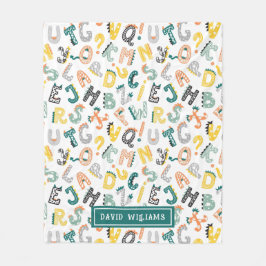 Schattige Kleurrijk Dinosaurus Alfabet Patroon Kin Fleece Deken