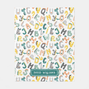 Schattige Kleurrijk Dinosaurus Alfabet Patroon Kin Fleece Deken