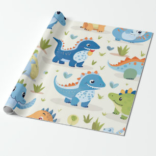 Schattige Kleurrijk Dinosaurus Baby Pattern Cadeaupapier