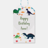 Schattige kleurrijk dinosauruspatroon cadeaulabel (Achterkant)