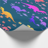 Schattige kleurrijk dinosauruspatroon cadeaupapier (Hoek)