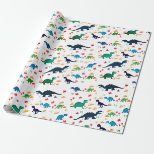 Schattige kleurrijk dinosauruspatroon cadeaupapier