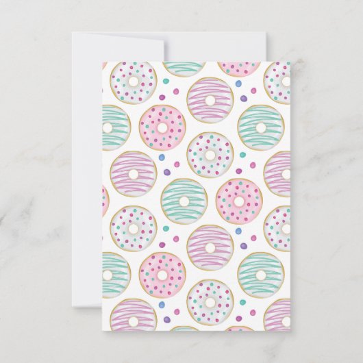 Schattige kleurrijk donutpatroon RSVP kaartje (Achterkant)