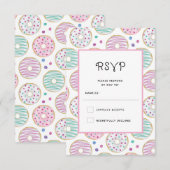 Schattige kleurrijk donutpatroon RSVP kaartje (Voorkant / Achterkant)