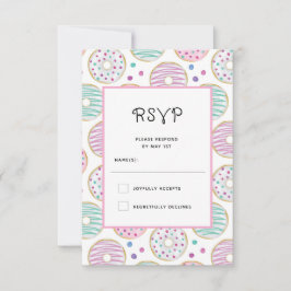 Schattige kleurrijk donutpatroon RSVP kaartje