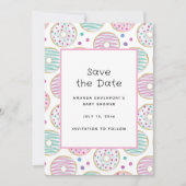 Schattige kleurrijk donutpatroon save the date (Voorkant)