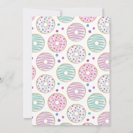 Schattige kleurrijk donutpatroon save the date (Achterkant)