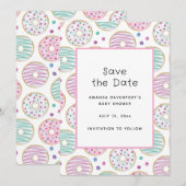 Schattige kleurrijk donutpatroon save the date (Voorkant / Achterkant)