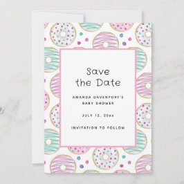 Schattige kleurrijk donutpatroon save the date