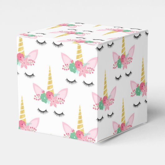 Schattige Kleurrijk Eenhoornpatroon voor Verjaarda Bedankdoosjes (Voorkant Zijde)