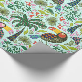 Schattige kleurrijk exotisch vogelpatroon en bloem cadeaupapier (Hoek)