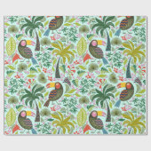 Schattige kleurrijk exotisch vogelpatroon en bloem cadeaupapier (Vlak)