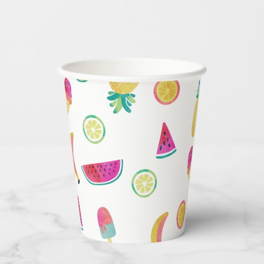 Schattige Kleurrijk Fruit Twotti Frutti 2e Verjaar Papieren Bekers (Achterkant)