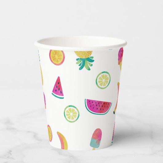 Schattige Kleurrijk Fruit Twotti Frutti 2e Verjaar Papieren Bekers (Voorkant)