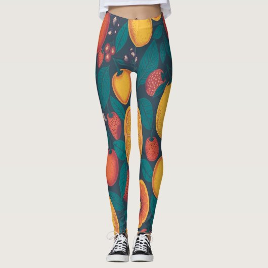 Schattige kleurrijk fruitpatroon – leuk zomerontwe leggings (Voorkant)