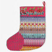 Schattige kleurrijk gebreid gepersonaliseerd grote kerstsok (Achterkant)