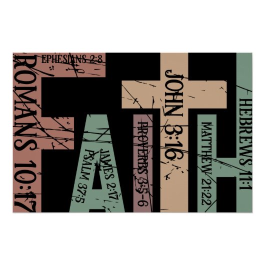 Schattige Kleurrijk Geloof Bijbel Verzen Typografi Perfect Poster (Voorkant)