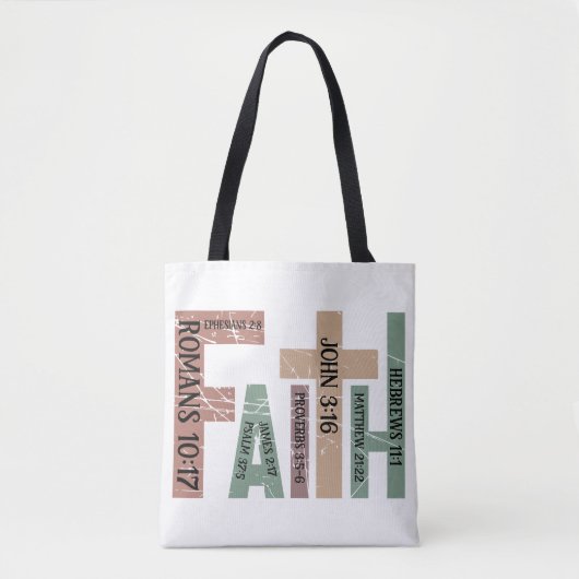Schattige Kleurrijk Geloof Bijbel Verzen Typografi Tote Bag (Voorkant)