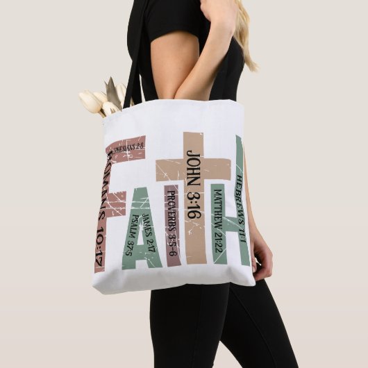 Schattige Kleurrijk Geloof Bijbel Verzen Typografi Tote Bag (Dichtbij)
