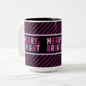 Schattige Kleurrijk Gestreept Patroon, Kerstmisgif Tweekleurige Koffiemok (Voorkant links)